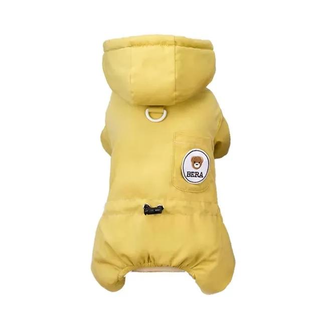 

Зимовий комбінезон для собак Вітрозахисні теплі комбінезони для домашніх тварин Бавовняний одяг для маленьких собак Пудель Мальтійська болонка Шубка французького бульдога Щеня Комбінезони M (Back 24cm)