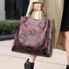 Bolsa Tote Feminina da Moda, Em Relevo com Letras Vintage, Grande Capacidade, Couro PU, Alça Ajustável, Bolsa Profissional para Negócios, Deslocamento, Advogada, Professora