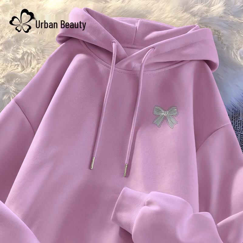Women s Loose-Fit Striped Bow Print Hoodie 2XL