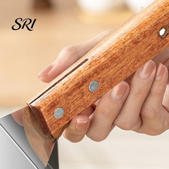 Outdoor Picnic Fruit Cutter Watermelon Slicer Stainless Steel Tool with Wooden Handle Ergonomic Kitchen Slicing for Cantaloupe Apples Easy Clean
