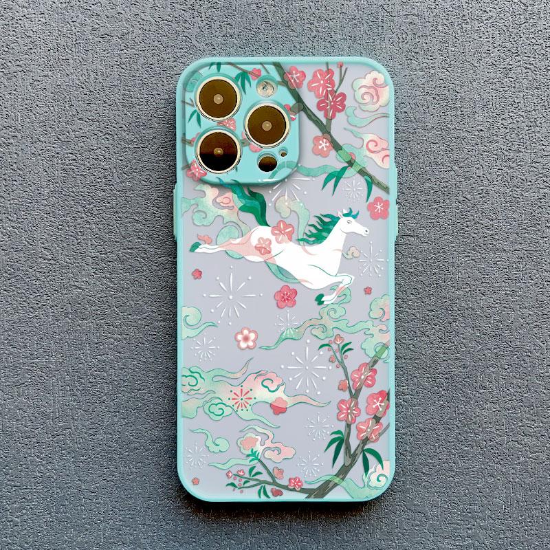 Lucky Painted Horse Pattern Chinese Style Phone Case For iPhone 15 14 Pro Max Plus 17 16 Pro Max 13 Mini 12 11 Pro Max Back Case