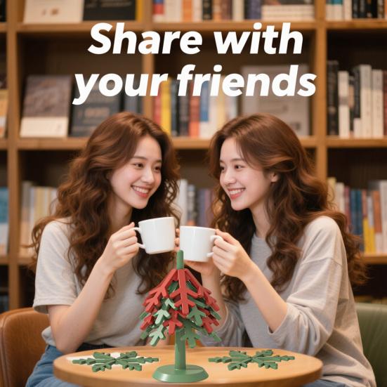 4Pcs Christmas Tree Coasters with Base Silicone Drink Coasters Thermal Pot Holder Insulation Pads for Table Protection Festive Decor