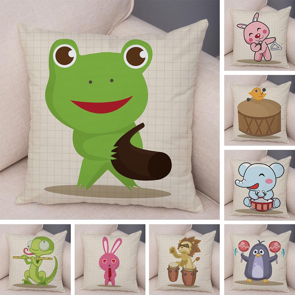 Cute Cartoon Animal Cushion Cover T Rex Dinosaur Unicorn Cat Dog Print Kids Room Decorative Pillow Case Home Gift