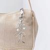 Sparkling 3D Cherry Charm Keychain Accessory Fashionable Bowknot Pearls Key Rings Portable Bag Decoration for Women