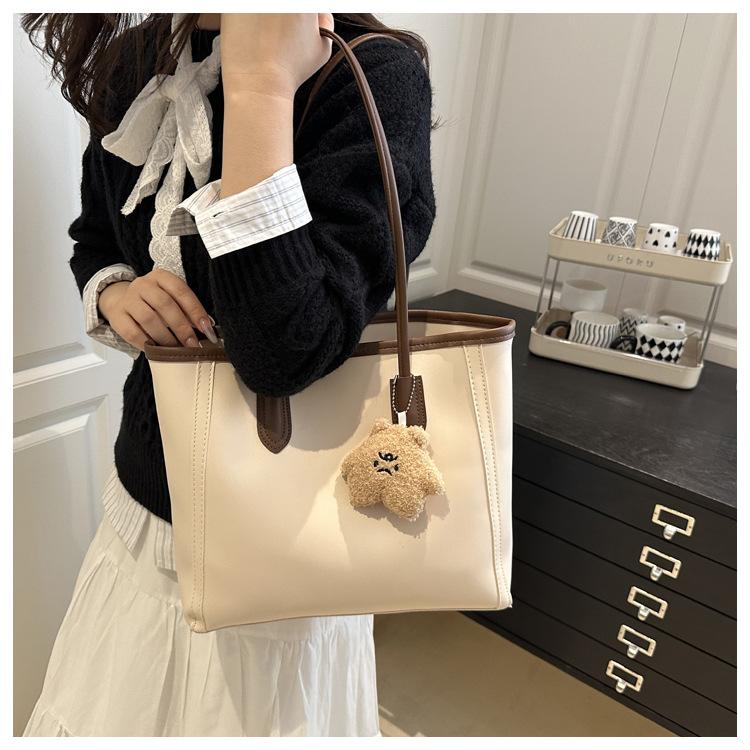 Simple Style Faux Leather Large Capacity Tote Bag for Women Fashionable Work Shoulder Handbag CLE