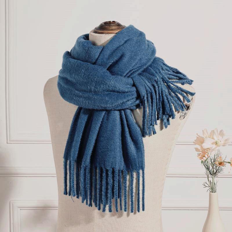 Imitation cashmere scarf women's autumn and winter mink hair men's scarf light luxury high-end sense solid color scarf Korean atmosphere sense