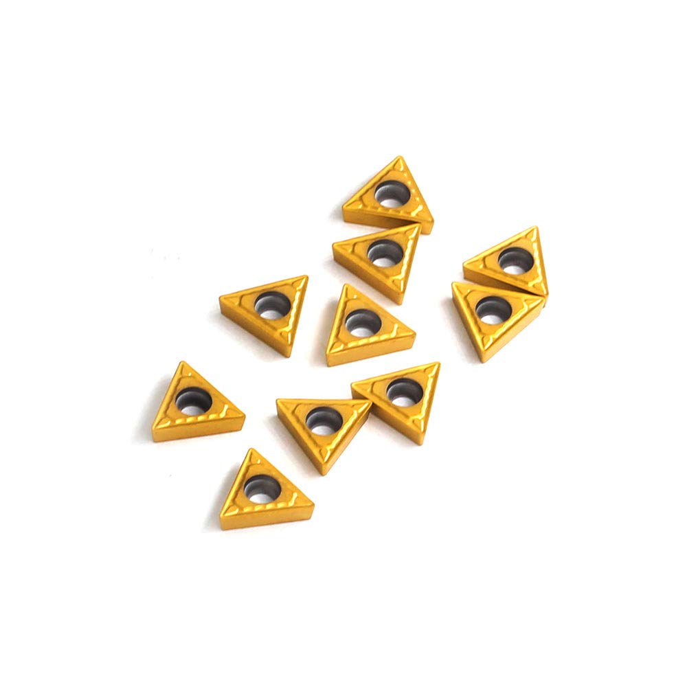 OSCARBIDE Carbide Turning Inserts TCMT21.51 TCMT110204 Carbide Inserts 10 Pieces,TCMT Insert Tin Coated CNC Lathe Carbide Cutters Inserts for Lathe