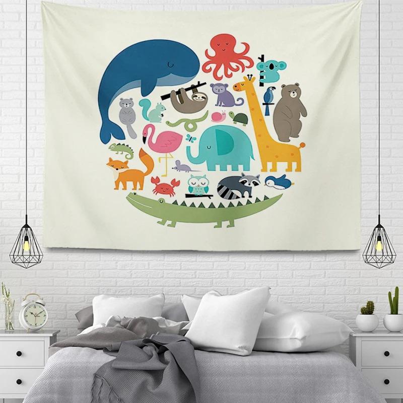 Office Living Room Tapestry Cartoon Animal Simple Hanging Cloth Home Wall Decoration Tapestry