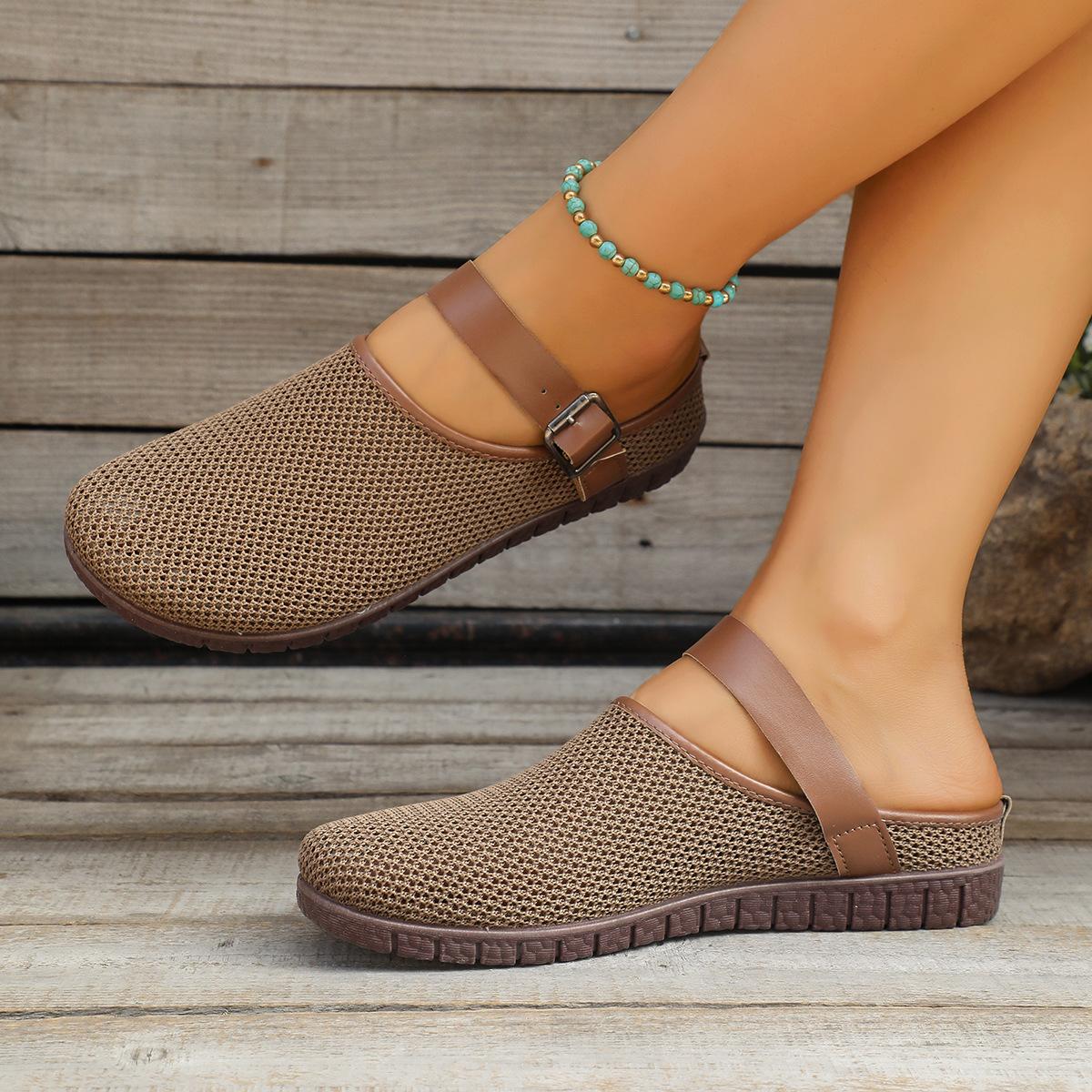 

Половинки тапочек женская летняя верхняя одежда корейская версия летней моды нескользящие новые ленивые однопедальные полутапочки прилив 41 темно-коричневого