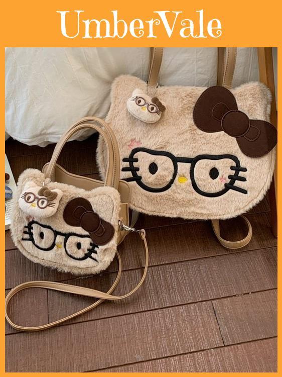 Hello Kitty Cartoon Plush Backpack For Women Men Daily Use Large Capacity Storage