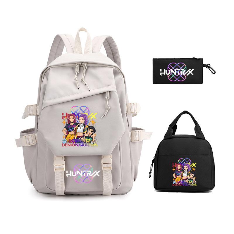 Demon Hunters KPop Demon Hunters Student School Bag Three-piece School Bag Zipper Pencil Case
