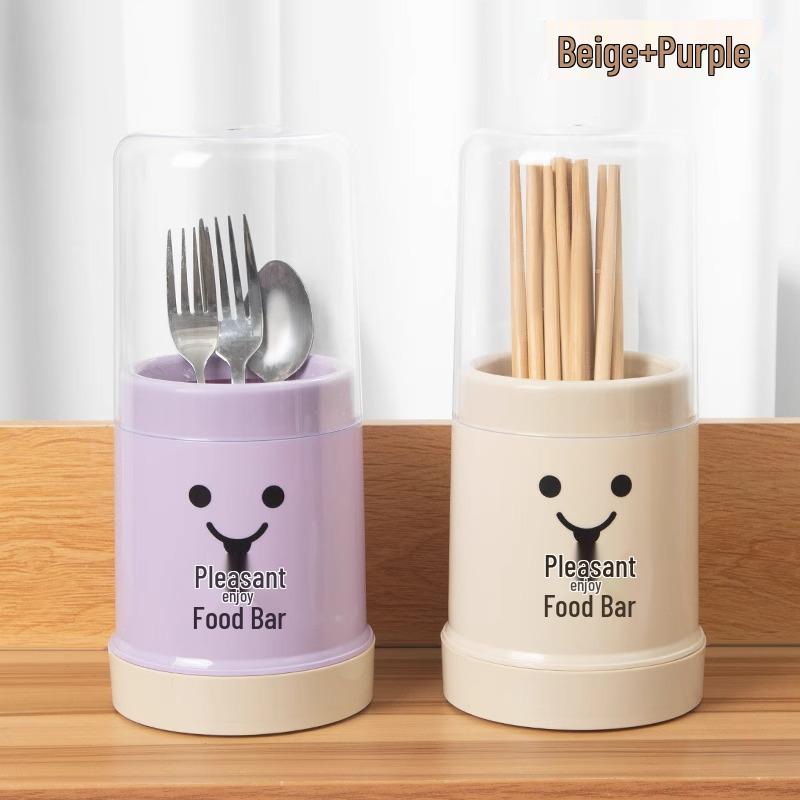 Dustproof Chopstick & Utensil Holder: Kitchen Storage Tray with Drainage