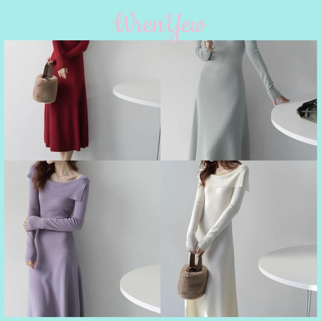 Fashion Knitted Off Shoulder Dress With Long Sleeves For Casual And Party Wear