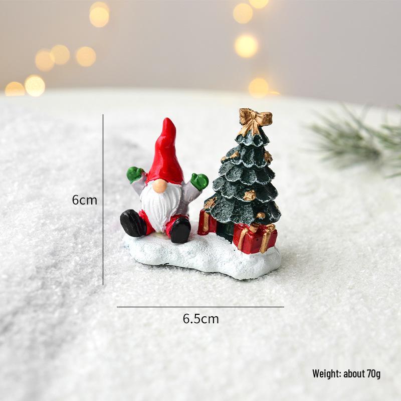 NUCHI Christmas Festival Mini Resin Tree and Santa House Ornaments