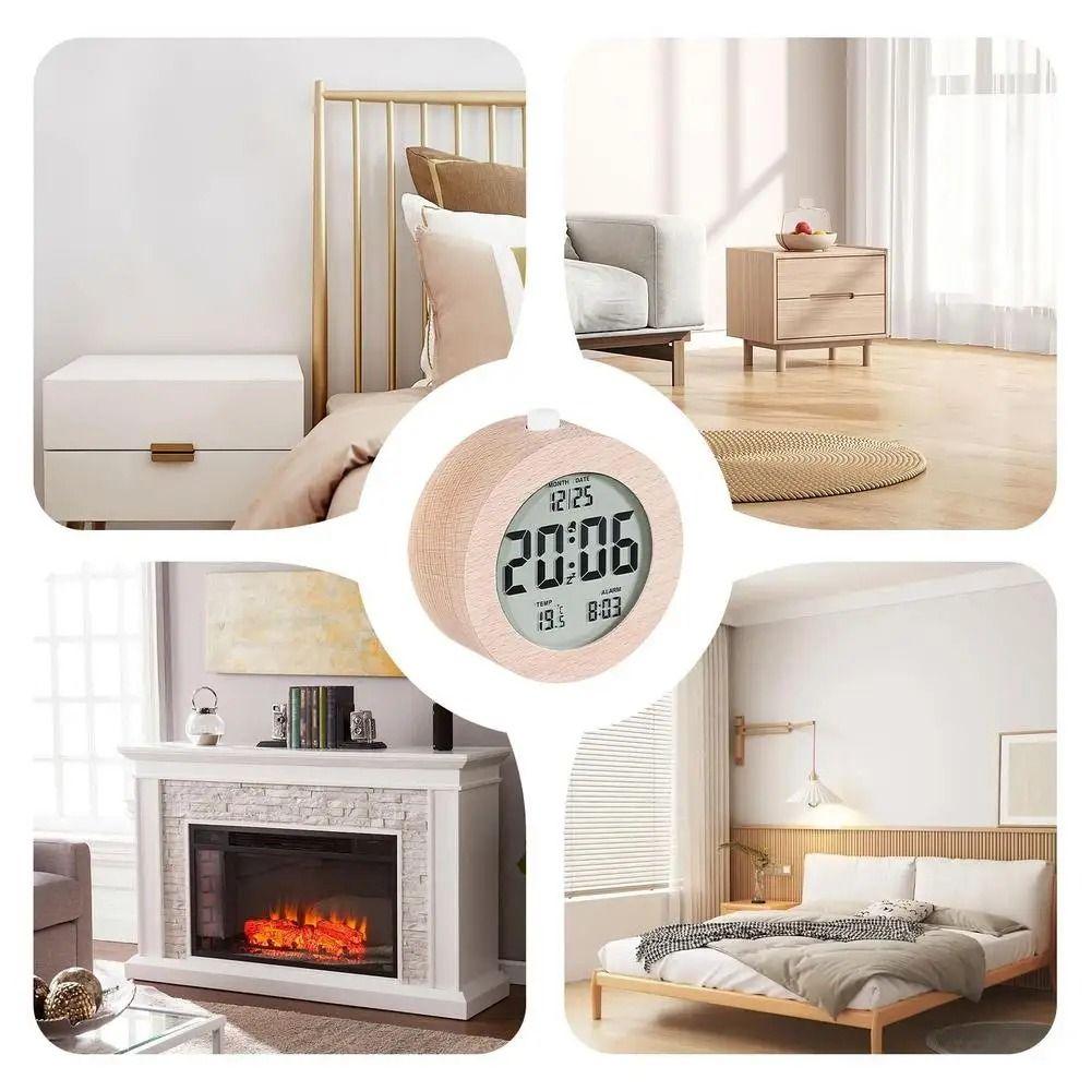 Nordic Style Multifunctional Electronic Clock Round/Square LCD Digital Table Clock  Bedroom