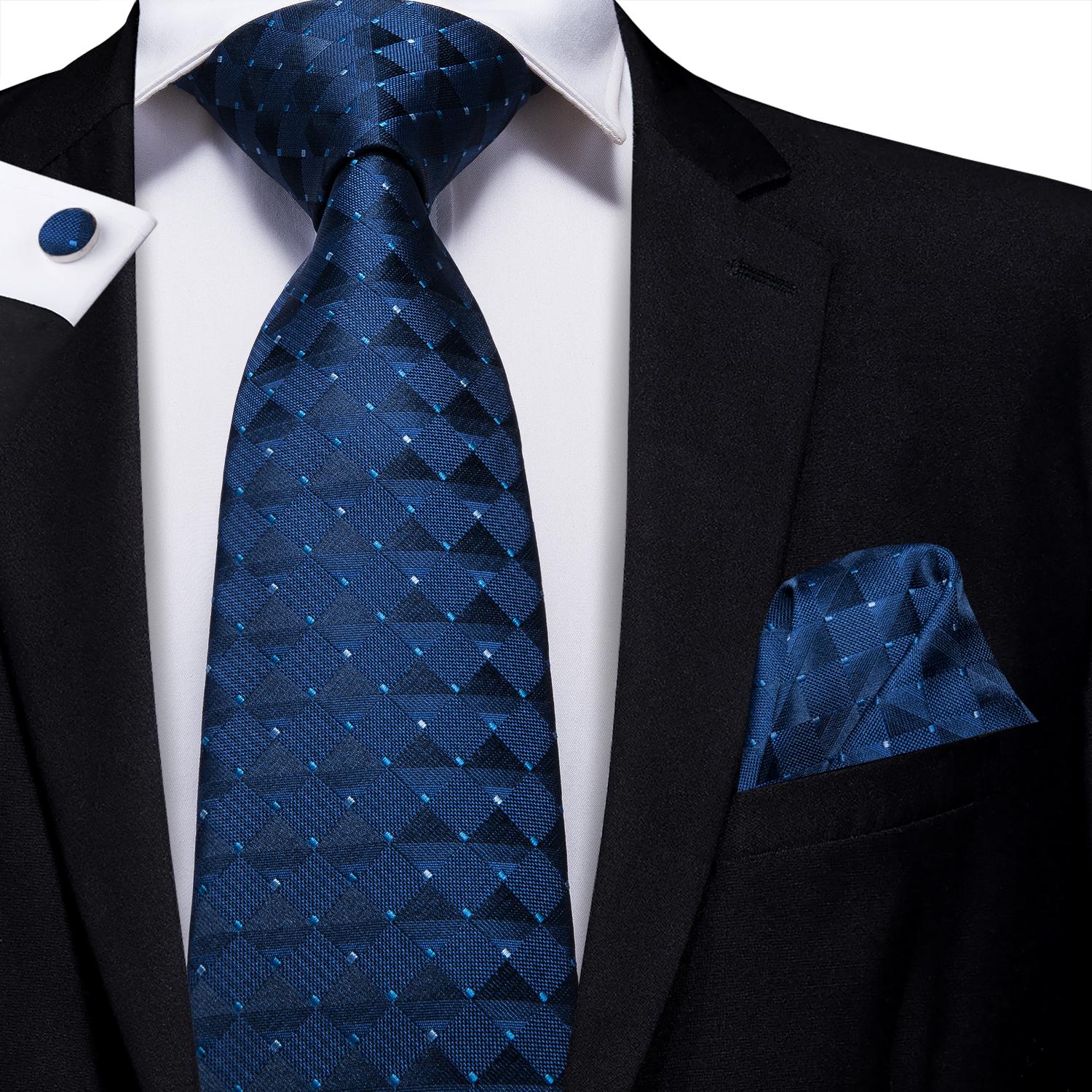 

Hi-Tie New Design Чоловіча блакитна новинка, шовкова краватка, носова хустка, запонки, набір шовкової краватки N-3525 синій