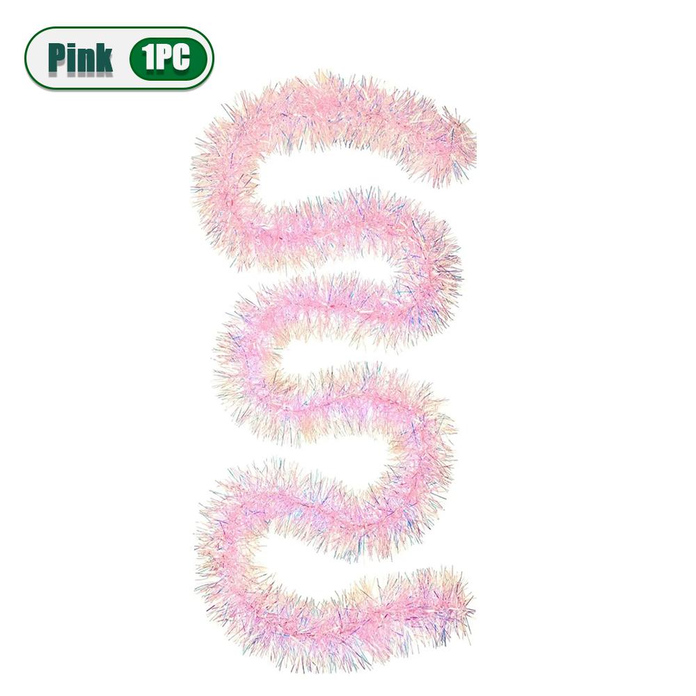 1-10PCS Pink Tinsel Garland Shiny Metallic Glitter Christmas Tree Valentine Wedding Birthday Home Party Decorations