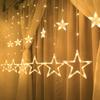 LED Light Curtain Christmas Tree Lights Warm White Windows Garland Lights