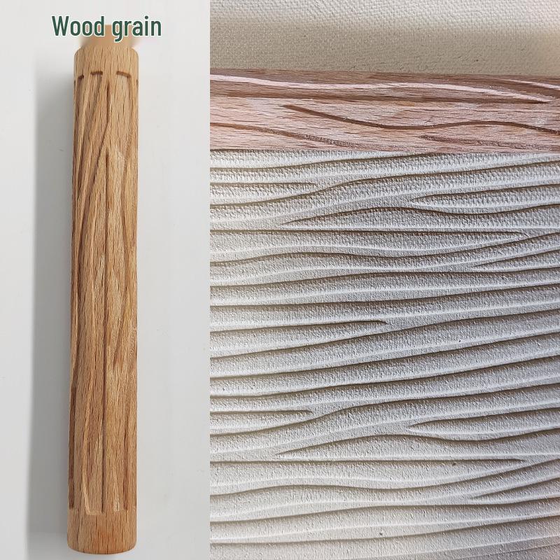 Wave Pattern Wooden Clay Roller for Pottery and Sculpture