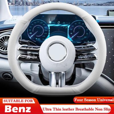 Do Mercedesa Benz W203 W204 W205 W206 W176 W177 W212 Ultracienka skórzana osłona kierownicy samochodu antypoślizgowa akcesoria wewnętrzne