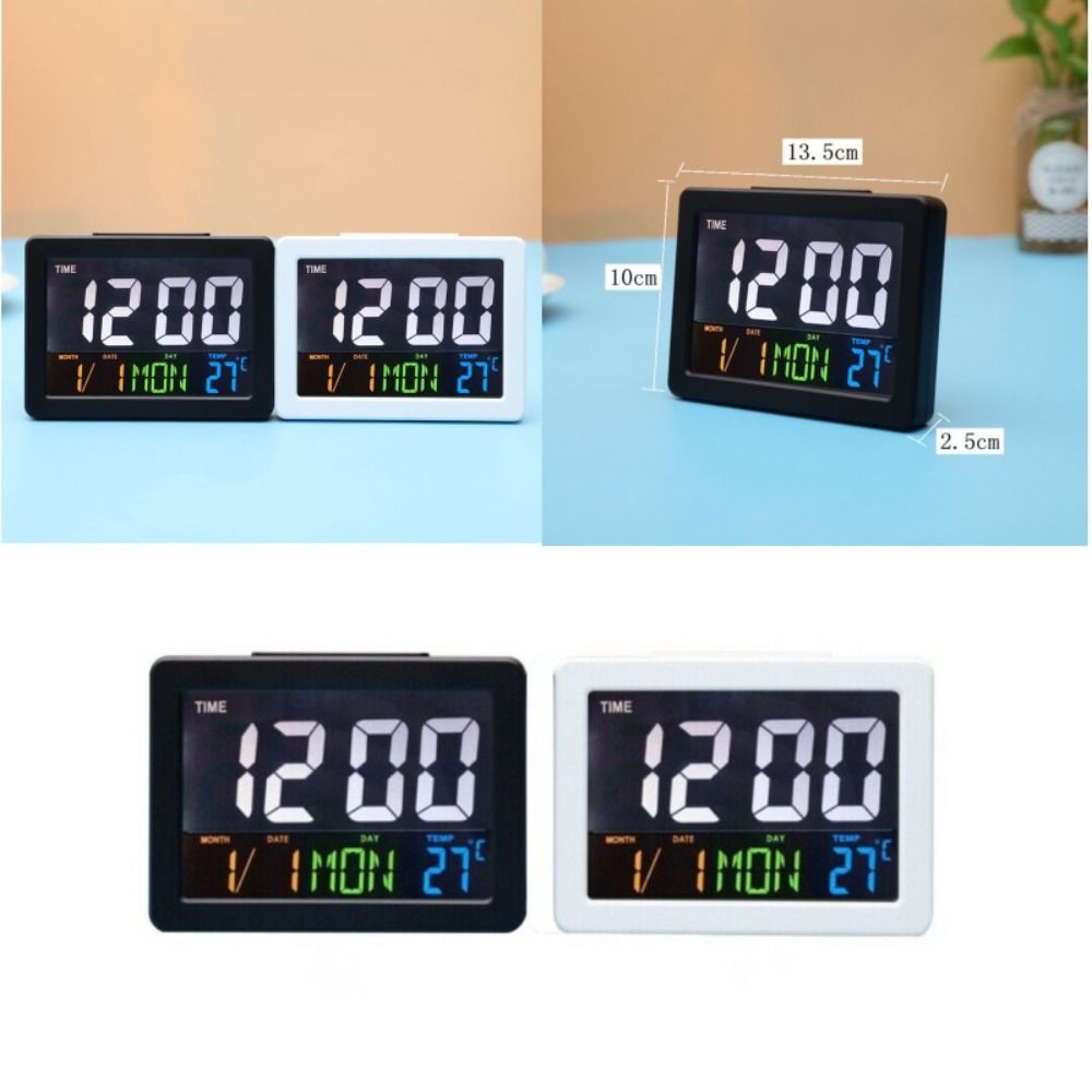 

Battery Operated Electronic Alarm Clock Clear Screen Desk Clock Simple LED Clock Desktop білий