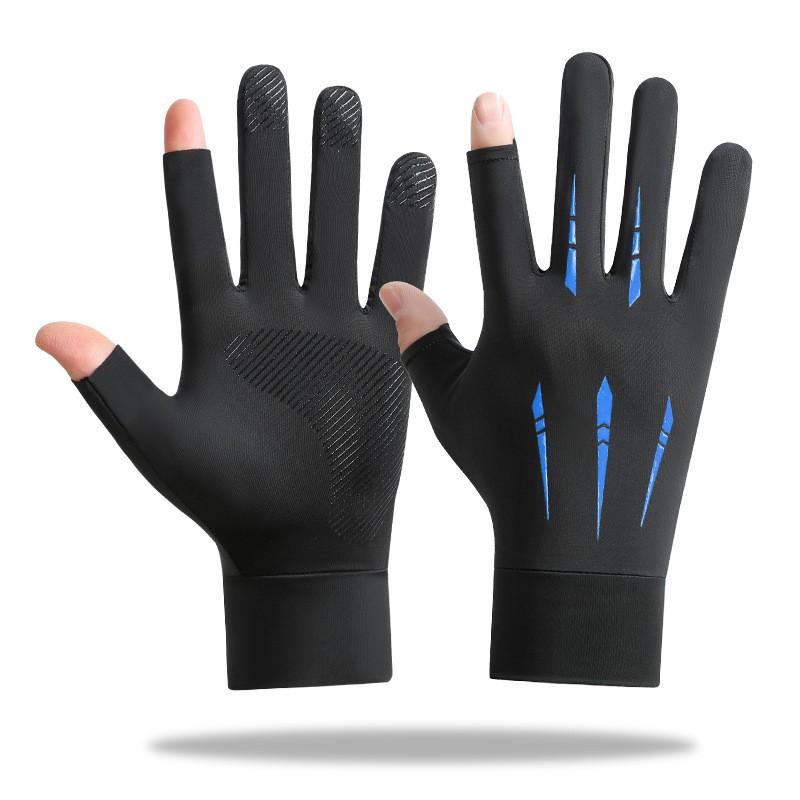 Mens UV Protection Half-Finger Cooling Gloves Cycling Driving Fishing Outdoor Use