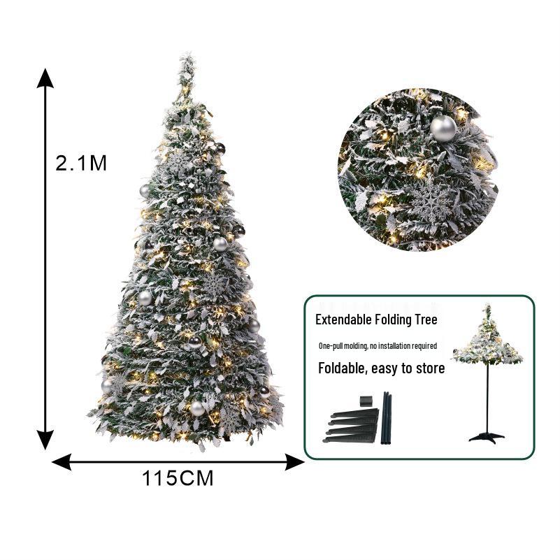 Flocked Telescopic Folding Christmas Tree for Home or Commercial Spaces