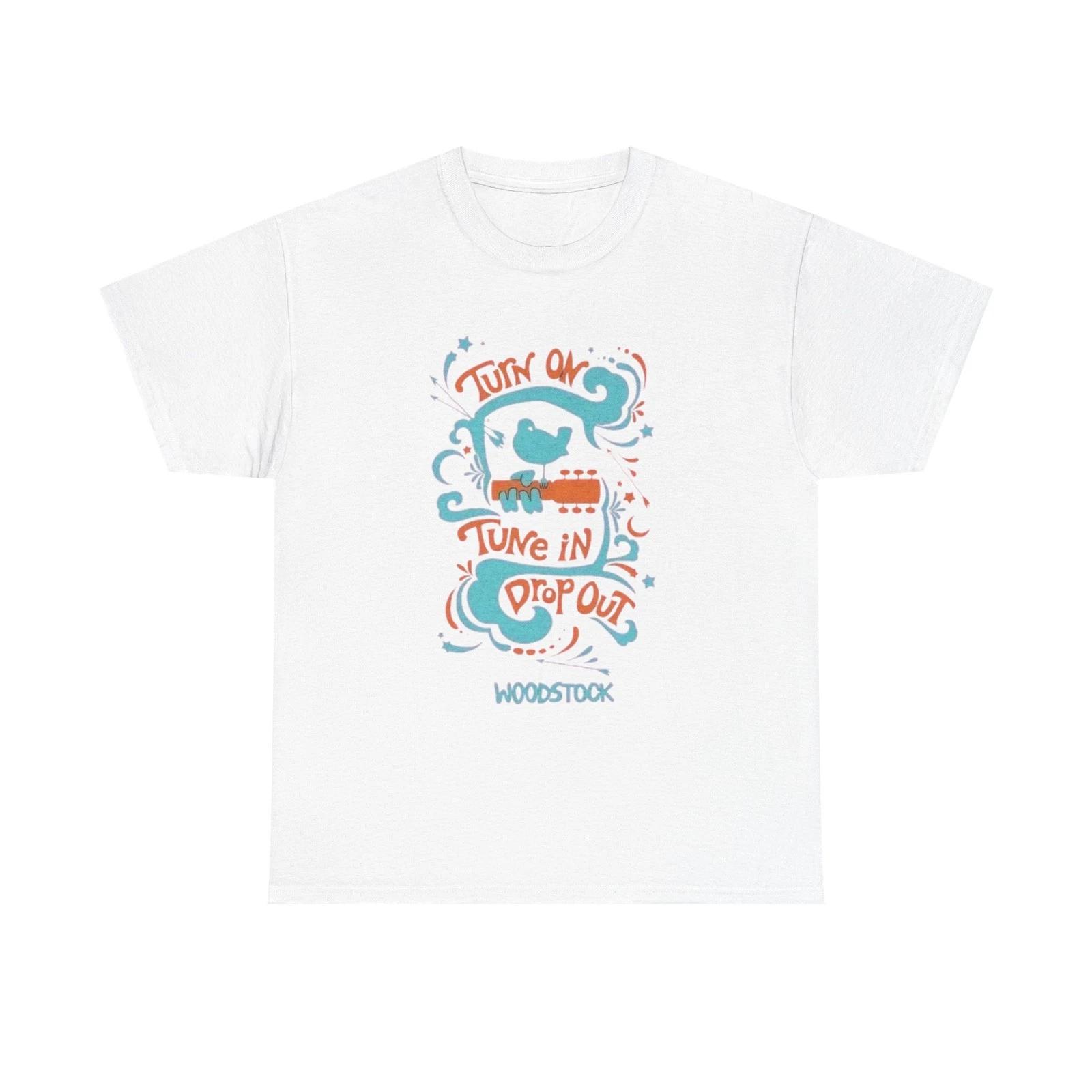 Tune In Woodstock Festival Graphic T-Shirt Cotton Tee New Gift Vintage 2XL
