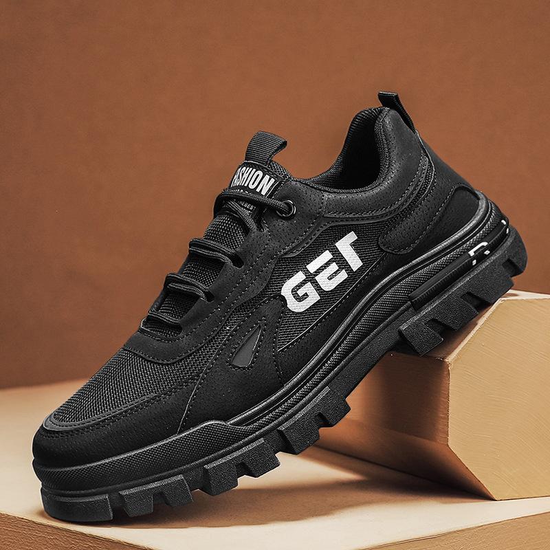 

Осень новая мужская дышащая повседневная обувь Мартин ретро кожаная вставка сетка низкий верх платформа мужская обувь 44