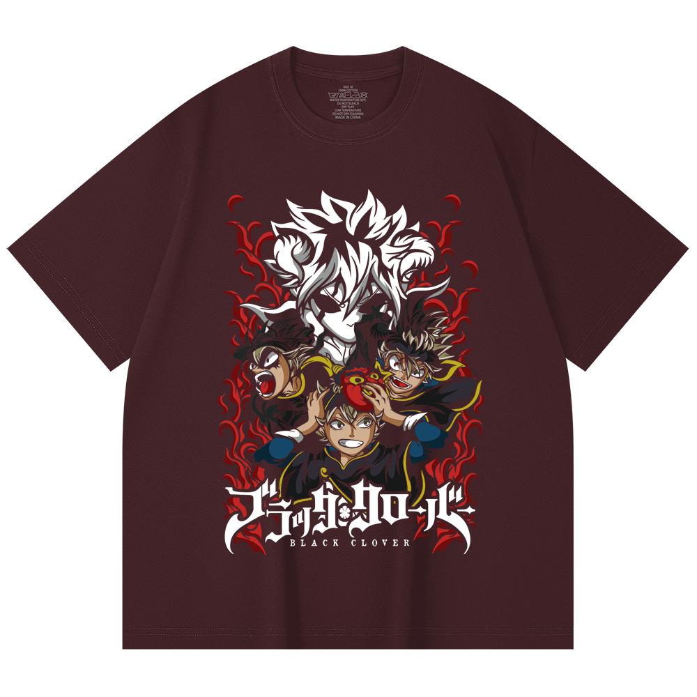 

230 Gsm 100% Cotton Black Clover V9 Print Unisex Heavy Cotton T Shirt 2XL