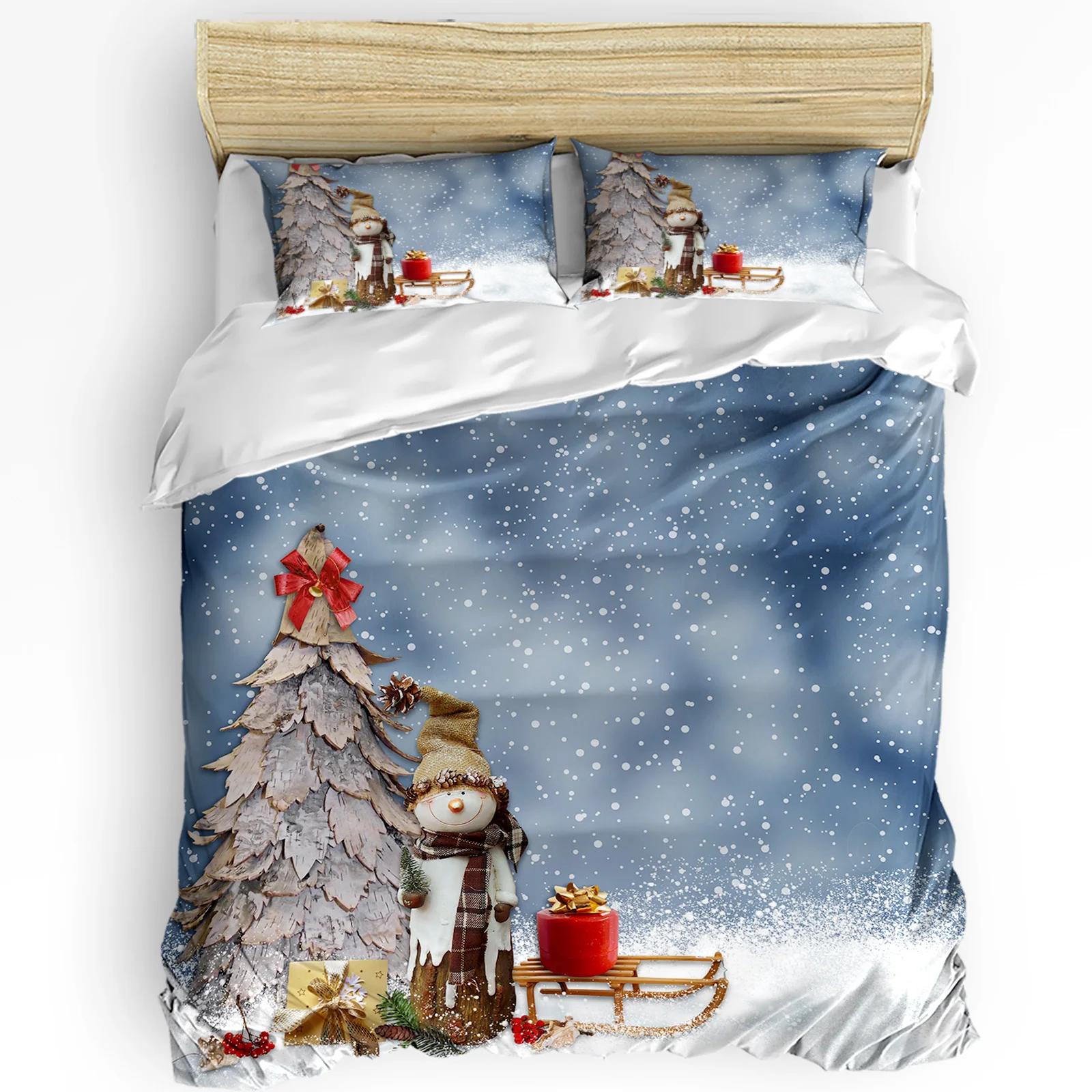 

Winter Snowman Christmas Tree Duvet Cover Bedding Set Quilt Cover Pillowcases Bedroom Decor No Sheet EU single(135x200cm)