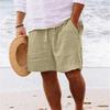 Men's Summer Beach  Shorts, Drawstring Elastic Waist, Solid Color Breathable Casual Shorts