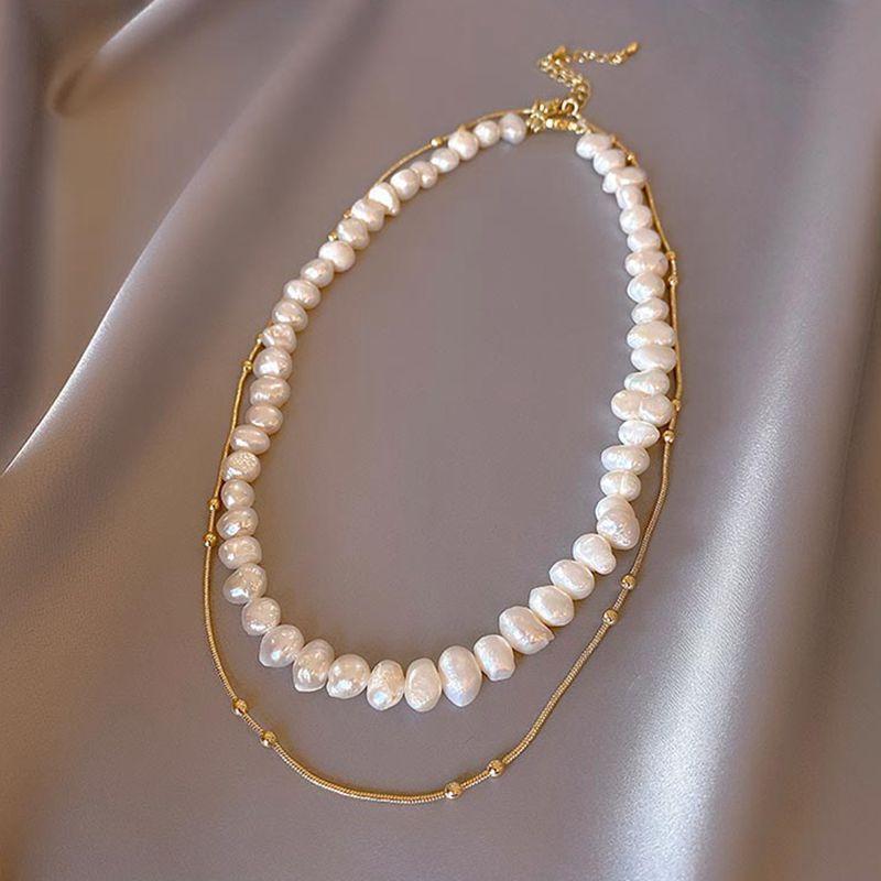 Promotion  100% Natural Baroque Freshwater Pearl 14K Gold Filled Female Chokers Necklace Gifts Snake Chains