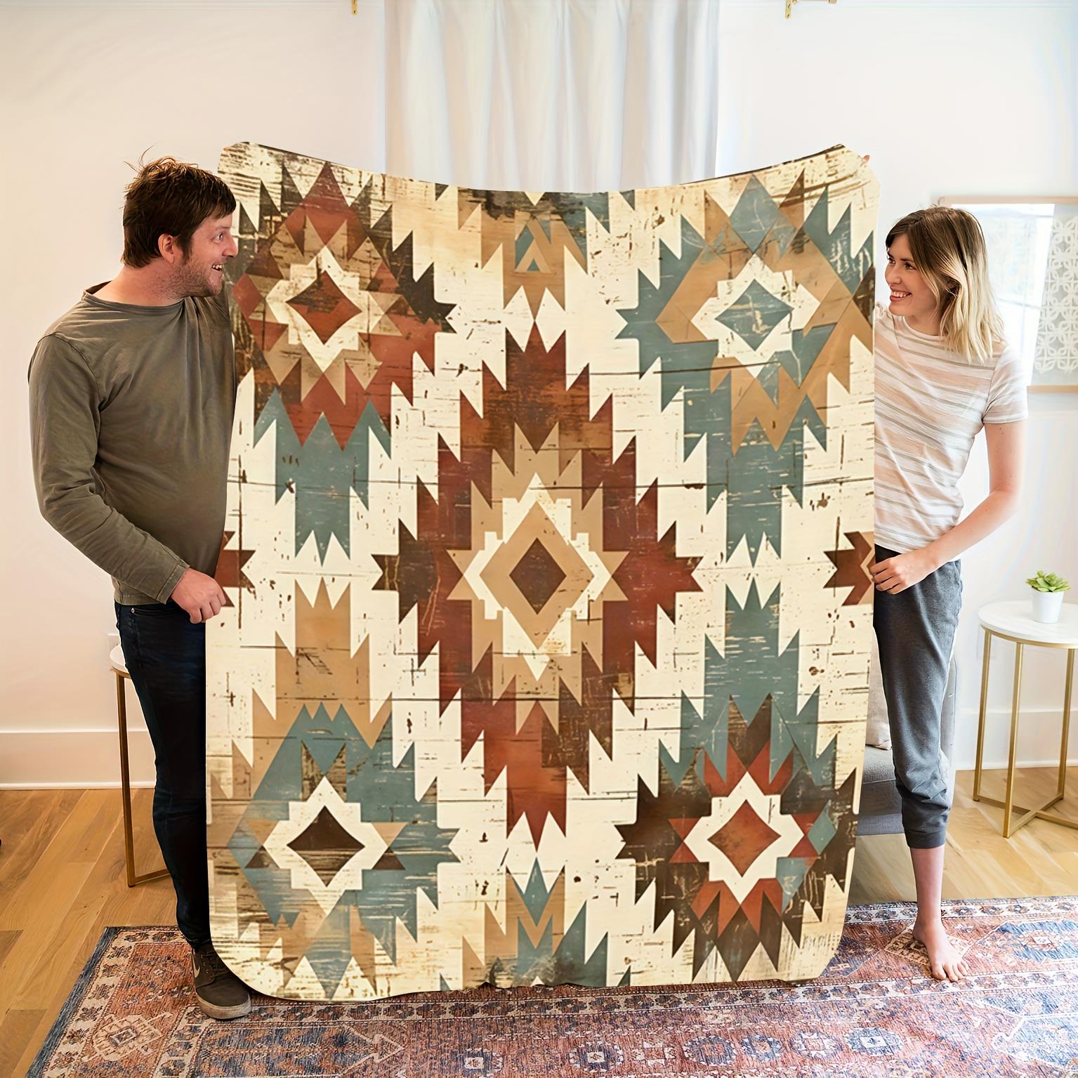 

1pc Bohemianstyle ethnic pattern blanket polyester fabric machine washable suitable for bedroom and living room décor 75x100cm