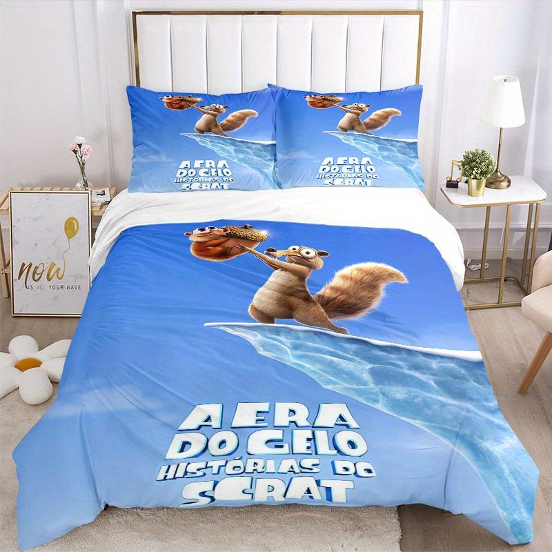 3pcs Ice Age Scrat's Acorn Adventure Bedding Set, Including 1 Quilt Cover and 2 Pillow Shams, Without Filling, Soft and Comfortable Home Bedroom Q055