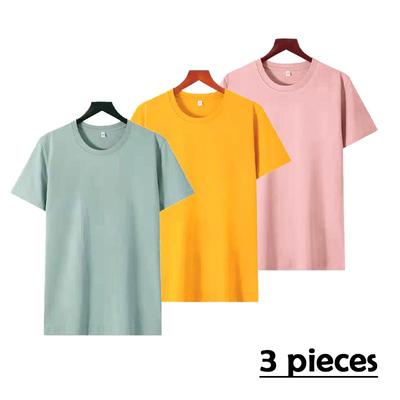 Zirunking 2023 sommer Neue 100% Baumwolle 3PCS Solide T Shirt Unisex Kausalen Oansatz Grundlegende T-shirt Männlich/Weiblich Hohe Qualität klassische Tops HUIPA1-3PCS