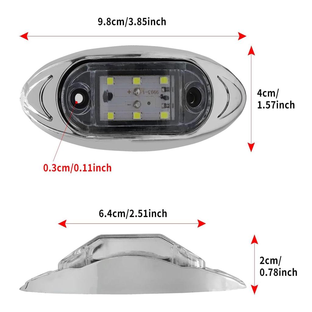 Aoling 2pcs Side Marker LED 24V White Truck Marker Lamp RV Bus Shoulder Light Tiger 6LED Clear Lens