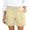 Women Straight Leg Cargo Shorts Relaxed Fit Outdoor Athletic Hiking Travel Shorts with Elastic Waist Drawstring and Pockets