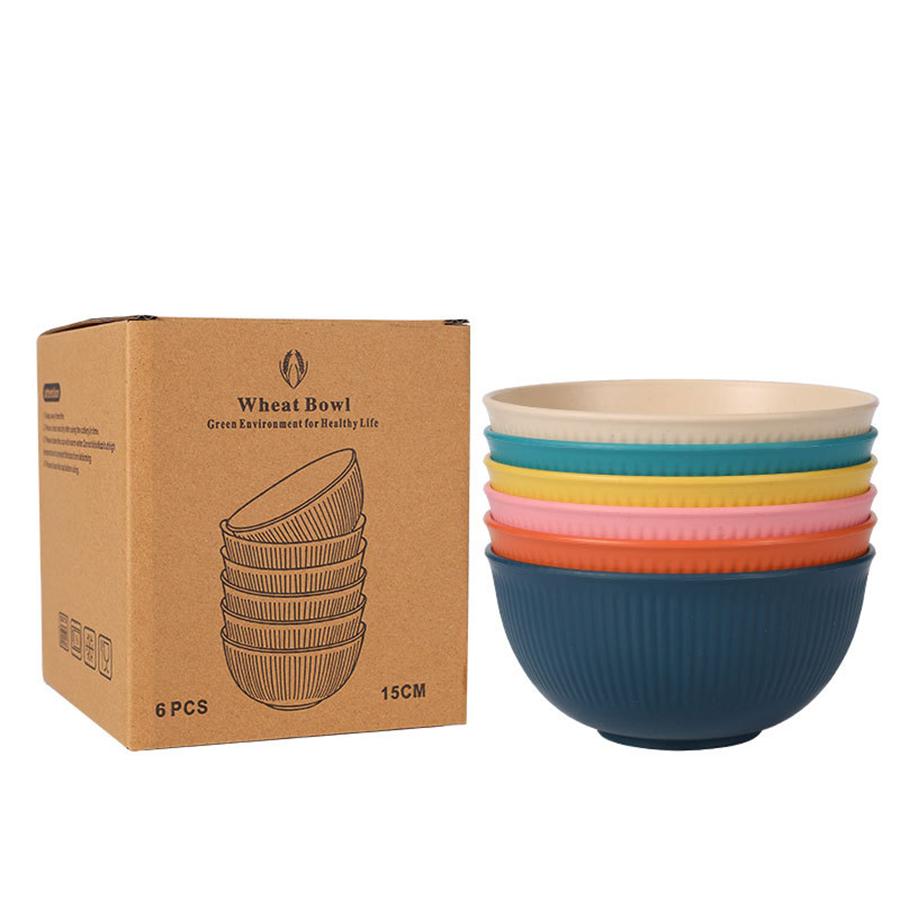 Wheat Straw Dinnerware Set Eco-friendly Safety Plates Cups Bowels Home Party Tableware Set Outdoor Camp Candy Colour Gift