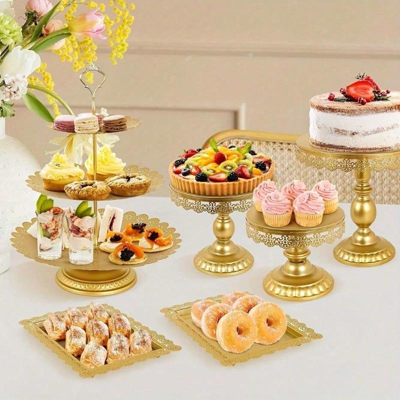 Golden Lace Iron Cake Stand Perfect for Wedding and Party Dessert Tables Vintage Design for Special Celebrations and Events