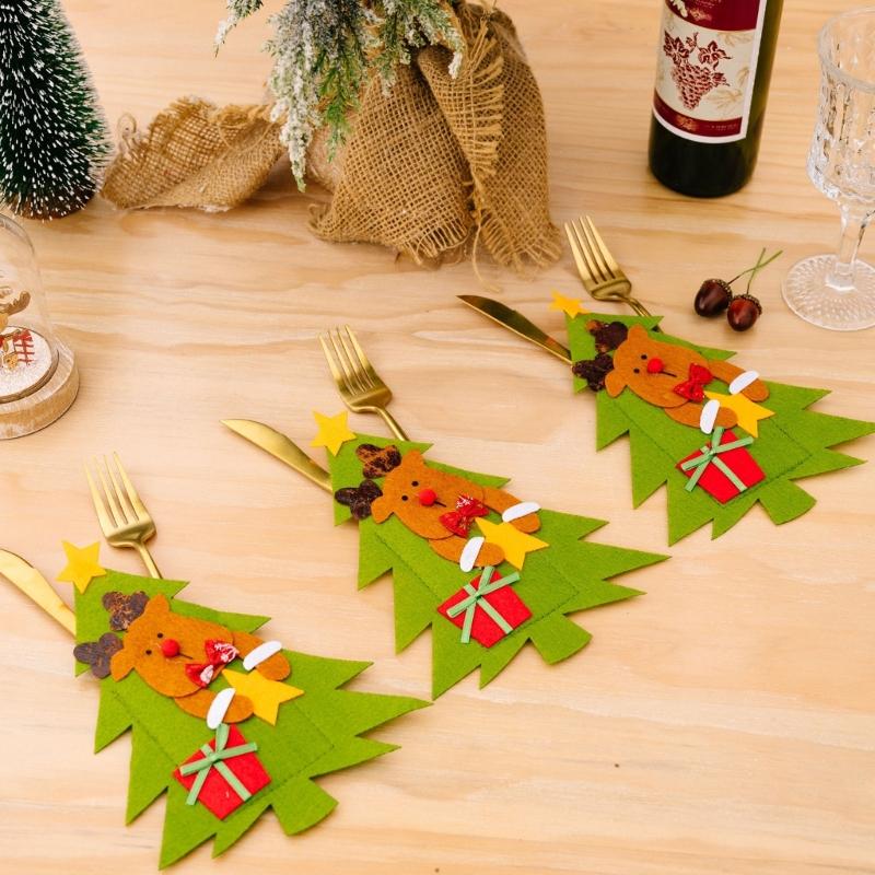 

Рождественская стойка для столовых приборов, рождественская подставка для столового серебра, рождественские украшения стола, карманная сумка для столовых приборов, декор для дома на вечеринку