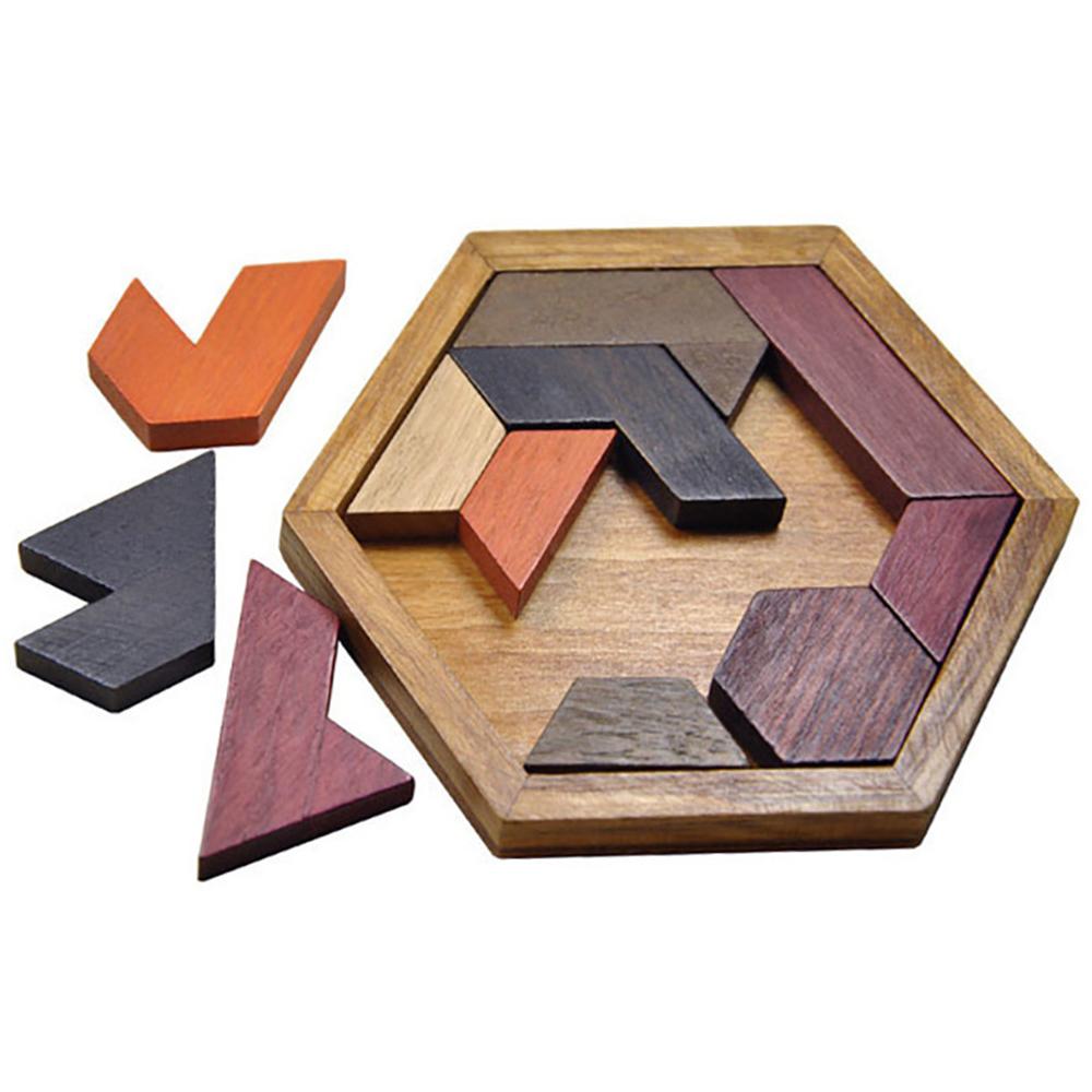 For Children Adults Geometric Shape Wooden Tangram Board Educational Toys Puzzles Board IQ Brain Teaser