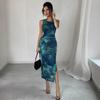 Women's Summer Sleeveless Printed Mesh Sheath Dress