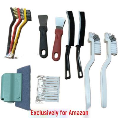 Seven-Piece Kitchen Cleaning Set: Stove Brush, Range Hood Brush, Sink Cleaner, Stain Remover, Scraper, Multi-functional Crevice Tool.