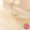 S925 Silver Micro-Set Crystal Zircon Ring Sweet French Elegant Flower Ring Popular