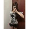 2KWEIRD American Vintage Slim Fit Punk Short Sleeved T-shirt Summer New Black Skull Print The Spice Girls Streetwear Trendy Tee Y2k Top