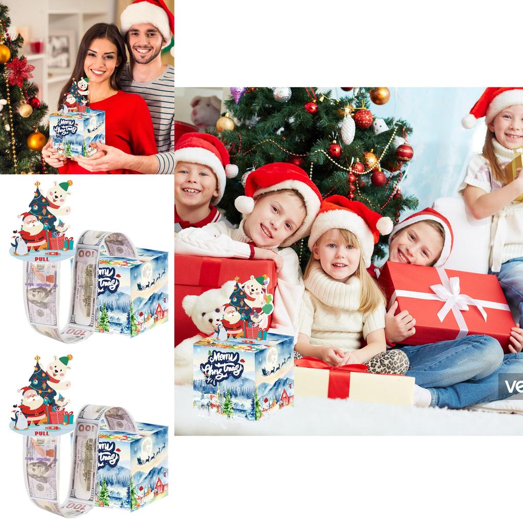 Christmas Snow Scene Party Decor Cash Box With Blue Paper Material For Holiday Celebrations