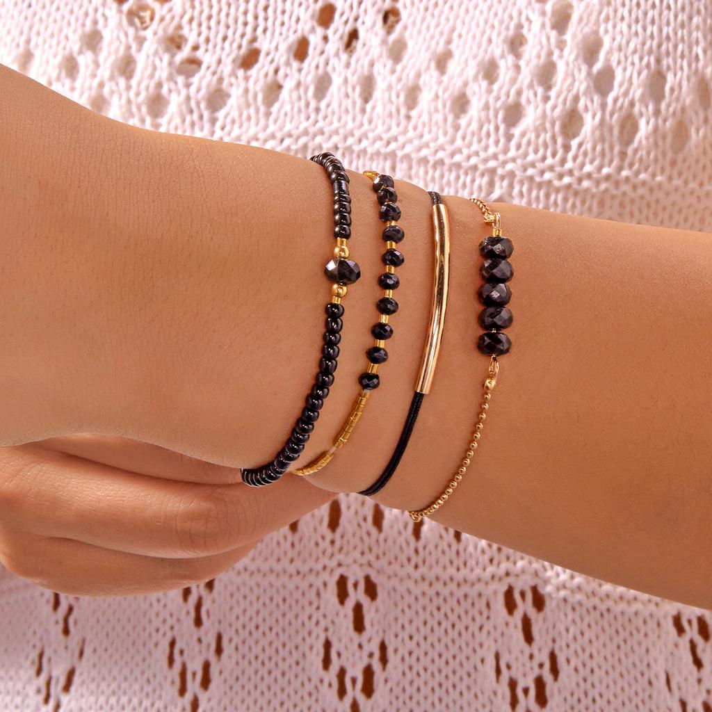 5Pcs/Set Bohemia Rice Beads Stacked Bracelets for Women Girl Handmade Imitation Pearl Crystal Bead Elastic Bracelet Jewelry Gift