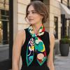 yangyizhi Large Square Headscarf, Simulated Silk Satin Fabric Scarf, Vibrant Floral Print Neck Multi-Purpose Turban Scarf Shawl Hair Tie