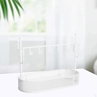 Hanging Jewelry Display Stand with Storage Tray for Keychains and Earrings